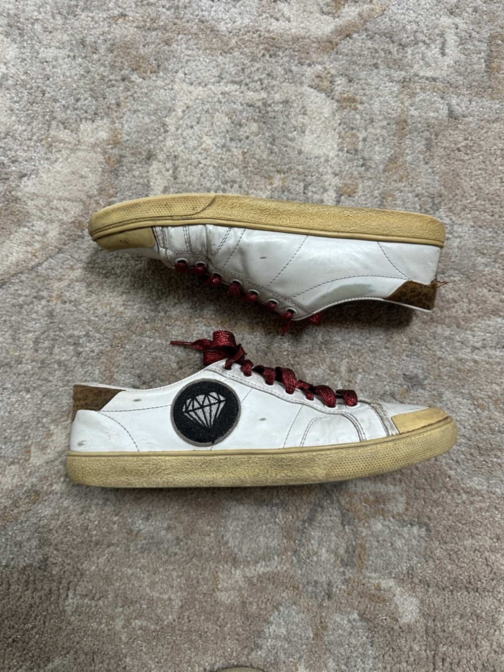 Saint Laurent Paris Glitter Diamond Patch Low Top Sneakers - Picture 2 of 8